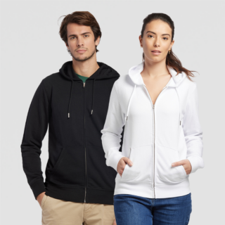Hoodie zippé France bio sur fond gris