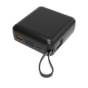 Batterie de secours personnalisée 10 000 mAh noir sur fond blanc