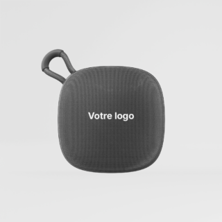 Enceinte bluetooth personnalisable étanche 5w sur fond gris