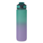 Gourde de sport RPET 1L avec paille intégrée turquoise parme sur fond blanc