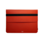 Pochette ordinateur en cuir recyclé made in France rouge sur fond blanc