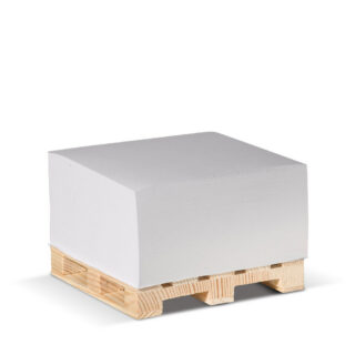 Bloc cube papier personnalisé palette bois vue face